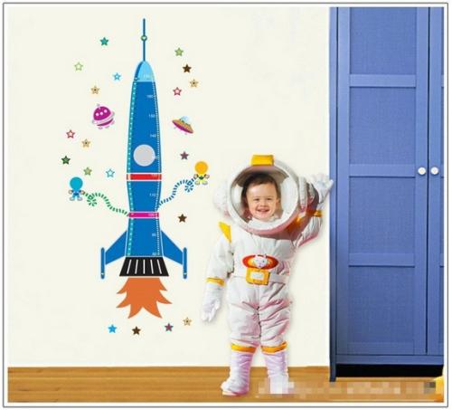 Miara wzrostu Rakieta   - naklejki na ścianę naklejka dla dziecka - naklejka do domu dekoracja do pokoju dziecka - dekoracja do pokoju - dekoracja ścienna - naklejka na ścianę piękna dekoracja