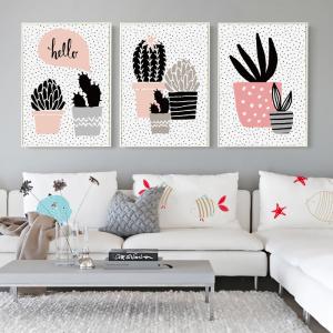 Kaktusy zestaw 3 plakatów 