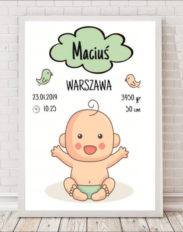 Metryczka dla dziecka - chłopczyk w pieluszce