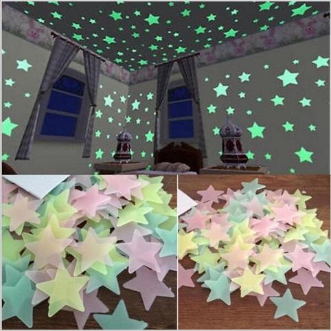 Gwiazdki fluorescencyjne 100 sztuk kolorowe