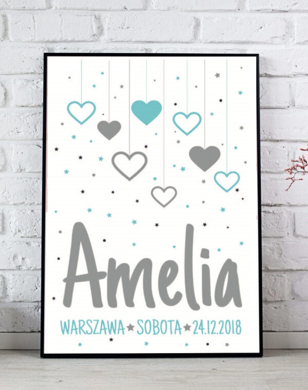 Metryczka dla dziewczynki w skandynawskim stylu.