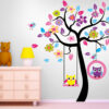 Nightstand with lamp and teddy bear. Pastel colors, empty room