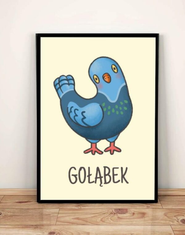 Zwierzęta GOŁĄBEK - Plakat A4 z ramką