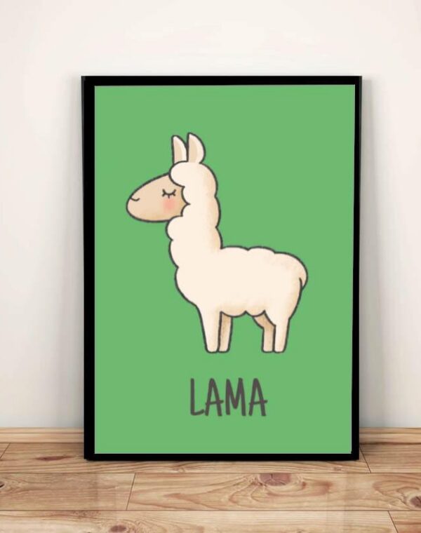 Zwierzęta LAMA - Plakat A4 z ramką