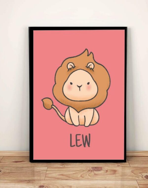 Zwierzęta LEW - Plakat A4 z ramką
