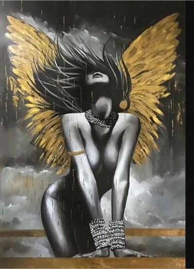 Malowanie po numerach ramka obraz do malowania piękna kobieta anioł 50x40 cm