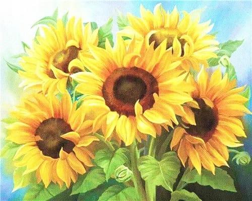 Malowanie po numerach ramka obraz do malowania słoneczniki kwiaty 50x40 cm