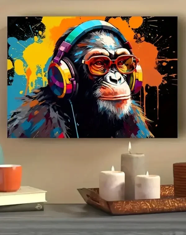 Małpa Szympans DJ Plakat A3