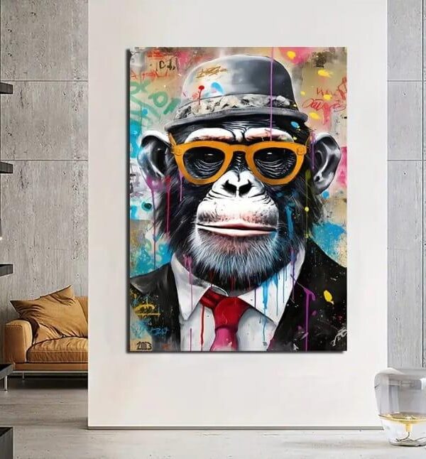 Plakat Goryl Małpa A3 w ramie