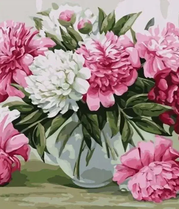 Malowanie po numerach ramka obraz do malowania PIWONIE 50x40cm