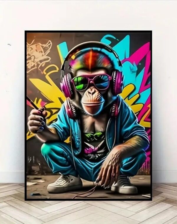 Małpa Goryl Muzyka Plakat A3