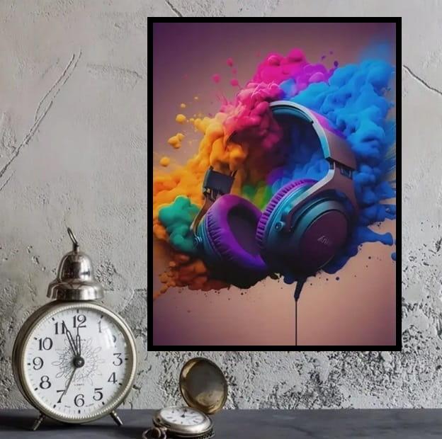 Plakat A3 w ramie Słuchawki Gracz Muzyka