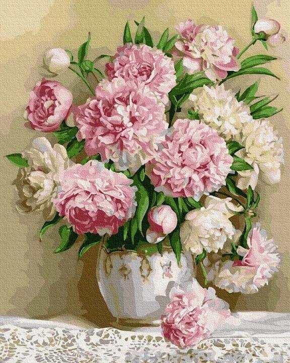 Malowanie po numerach ramka obraz do malowania kwiaty piwonie 50x40 cm