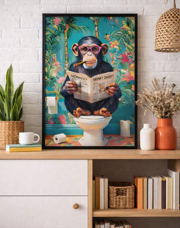 Małpa Goryl Toaleta Plakat A3