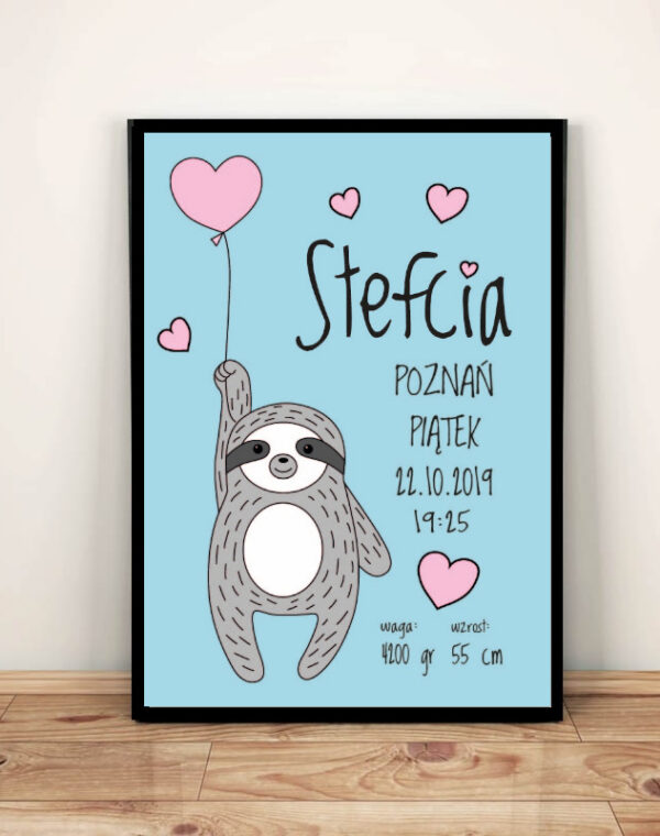 Panda - Metryczka dla dziewczynki