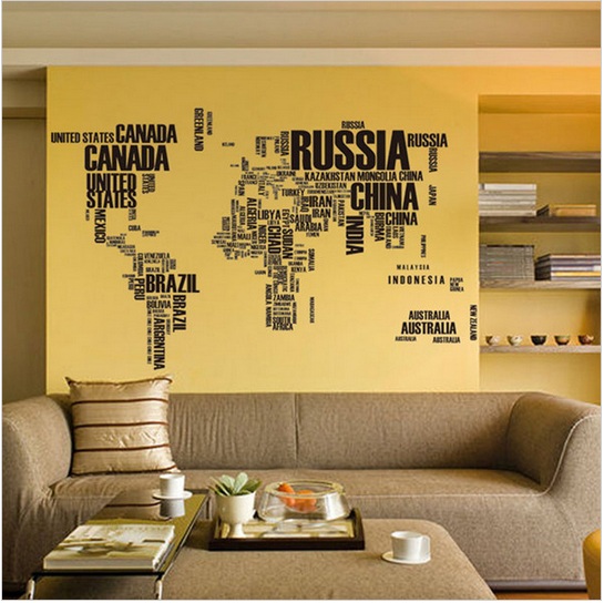 Wielka mapa świata - naklejka ścienna
