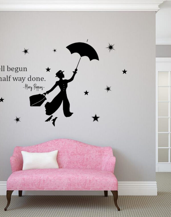 Dama z parasolem cytat - Mary Poppins naklejka ścienna.