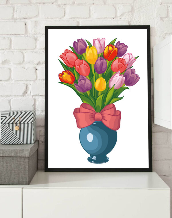 Kwiaty w wazonie tulipany - Plakat A3 ramka